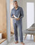 Pyjama met knoopsluiting, in piquétricot (gespikkeld blauw)