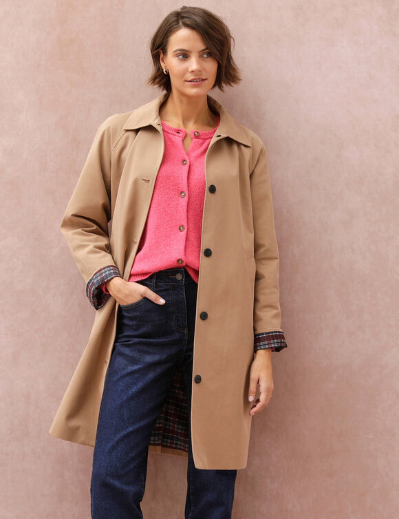 Imperm&eacute;able long d&eacute;perlant, doublure satin&eacute;e (beige fonc&eacute;)