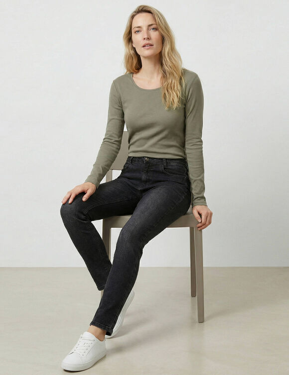 T-shirt manches longues, jersey en coton (kaki)