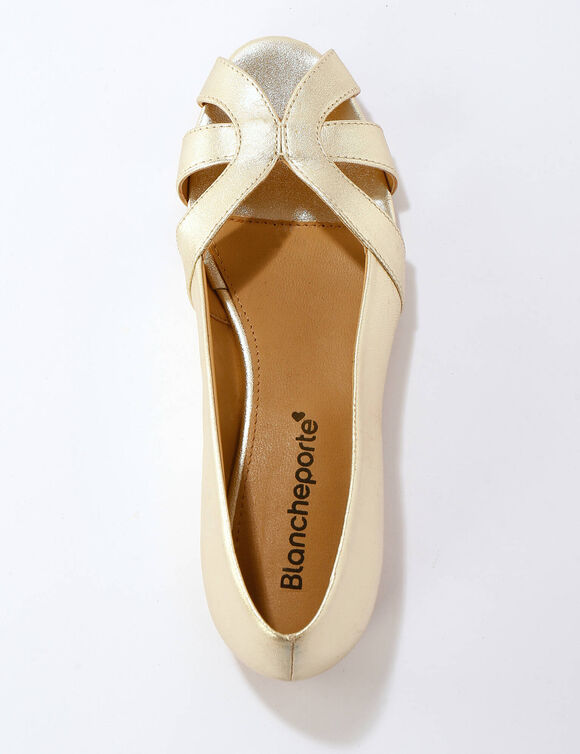 Leren ballerina's met open neus (goudkleurig)