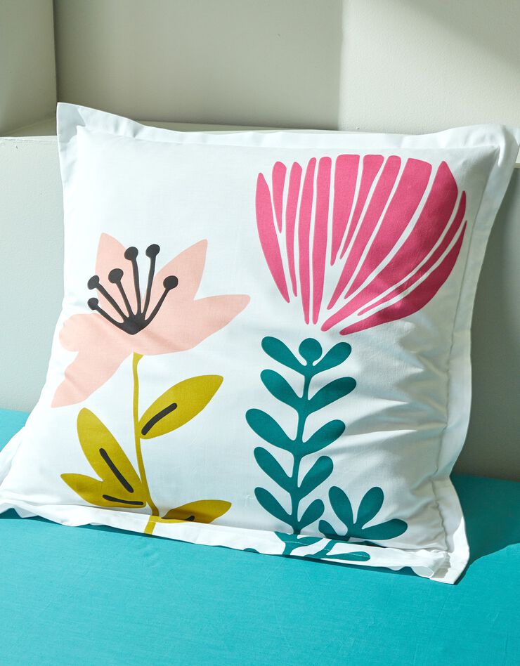 Linge de lit Garden coton imprimé bouquet fleuri (blanc)