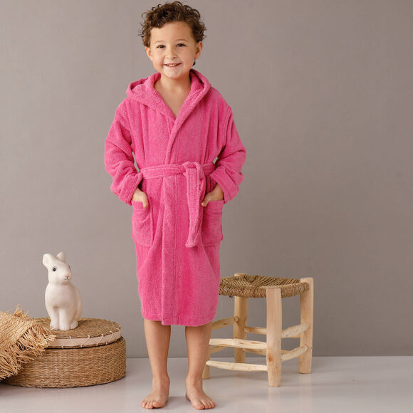 Peignoir enfant éponge bouclette à capuche (fuchsia)