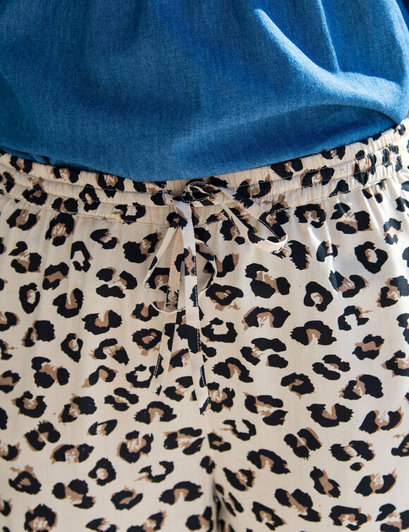 Pantalon fluide taille haute, imprimé léopard (beige / taupe)
