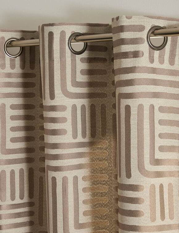 Gordijn in jacquard met lijnenprint (taupe)