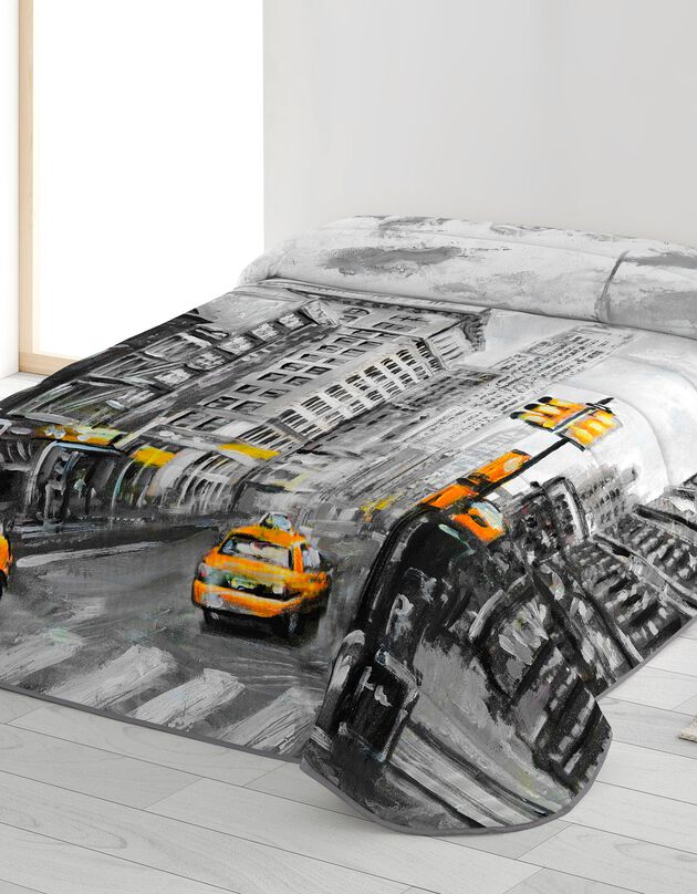 Dekbed in microvezel met New Yorkse taxi's 200 g/m² (grijs / geel)