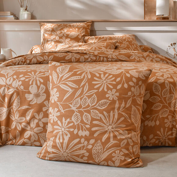Linge de lit C&eacute;line en flanelle imprim&eacute; floral (caramel)