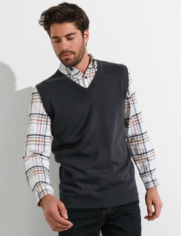 D&eacute;bardeur col V (anthracite)