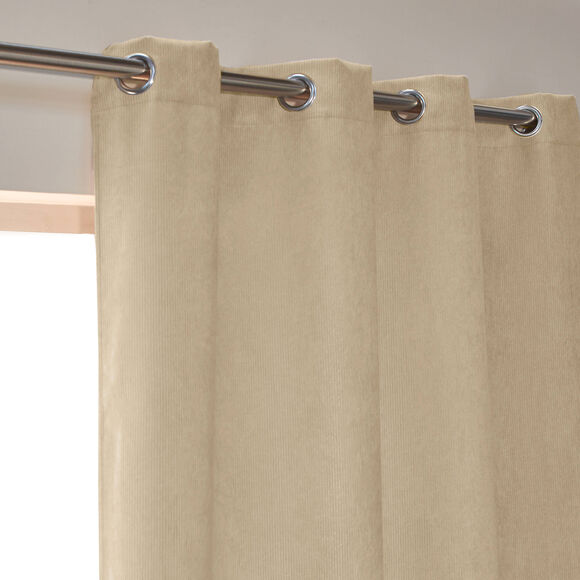 Rideau velours c&ocirc;tel&eacute; (beige)