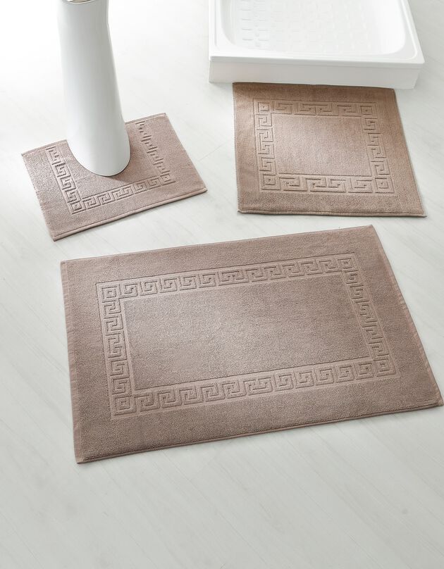 Tapis de bain éponge liteau motif frise grecque (taupe)