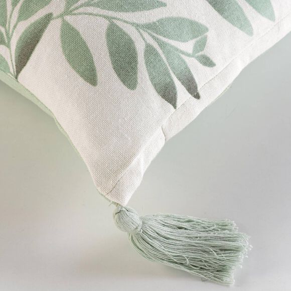 Coussin rectangulaire imprimé feuillage (vert)