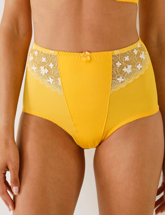 Gainette microfibre tulle brodé Caminata (jaune)