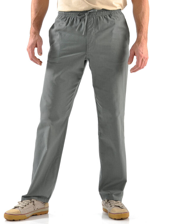 Pantalon toile ceinture élastiquée (gris)
