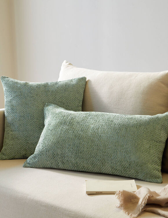 Effen kussenhoes in chenilleweefsel - set van 2 (groen)