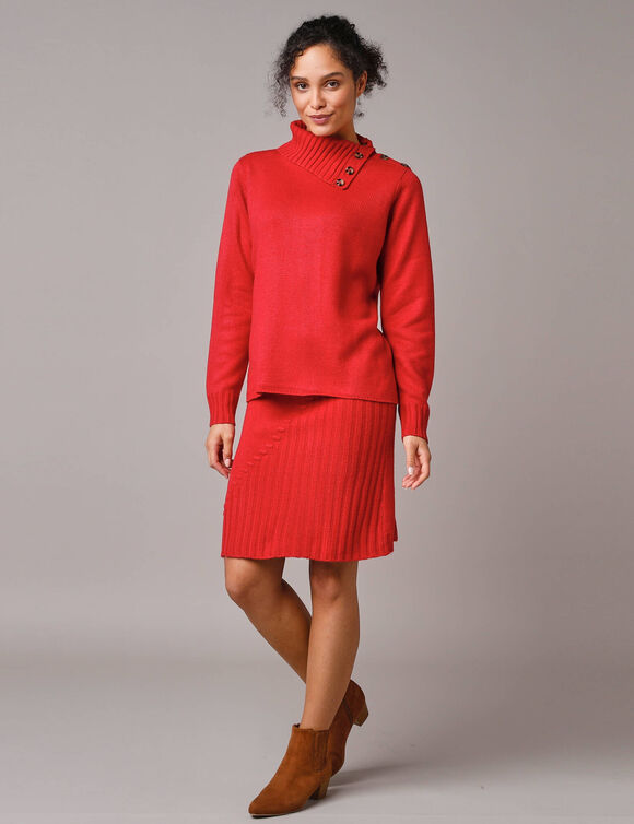 Jupe tricot en maille fantaisie (rouge)