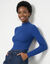 Pull col montant long, maille c&ocirc;tel&eacute;e (bleu vif)