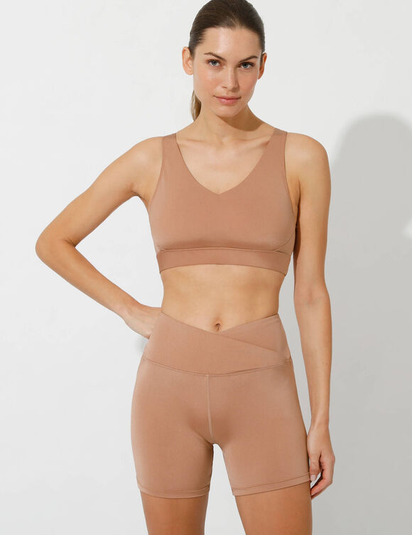 Short de sport "remontes fesses" en microfibre (marron glacé)