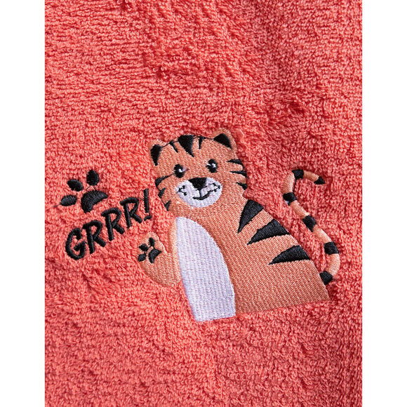 Collection éponge enfant brodée tigre personnalisable coton - 380g/m2 (corail)