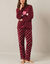 Pyjamabroek met fleece met &bdquo;sterren&ldquo;, voelt aan als pluche (bordeaux / koraal)