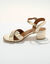 Sandalen met hak, in LWG-gecertificeerd leer (goudkleurig)