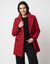 Manteau caban boutonn&eacute; uni (rouge carmin)