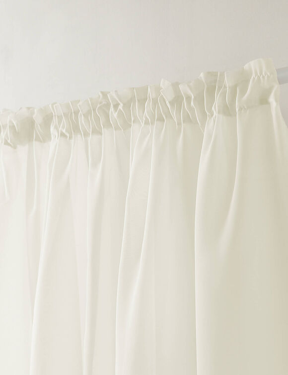 Effen voilegordijn met fronsgalon (ivoorkleur)