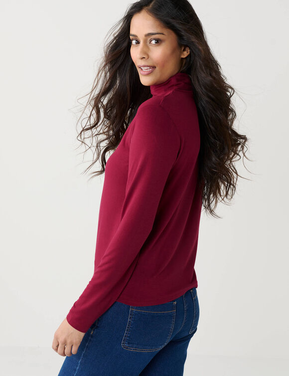 Sous-pull uni col roul&eacute; stretch (bordeaux)