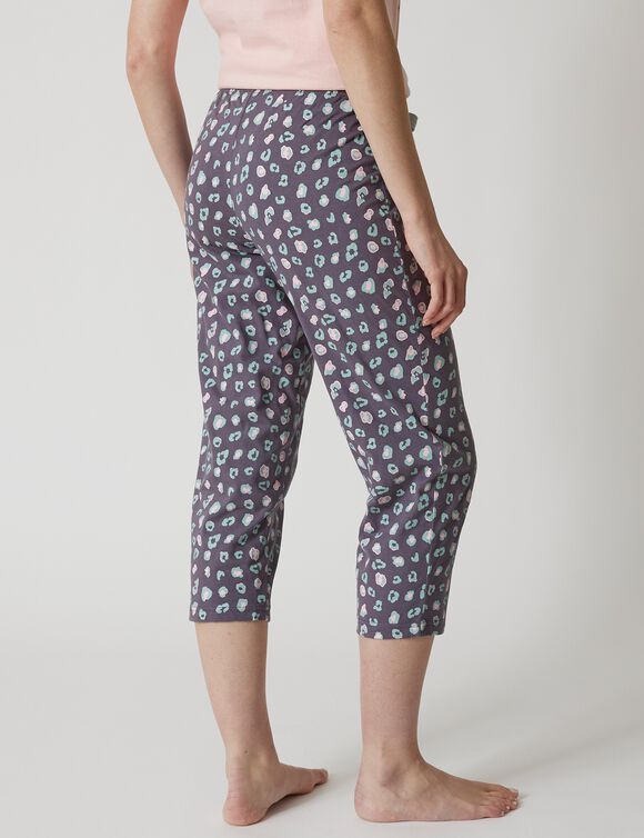 Pantacourt pyjama imprimé "Beautiful" (gris anthracite)