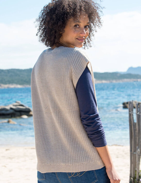 Gilet sans manches boutonné (beige chiné)