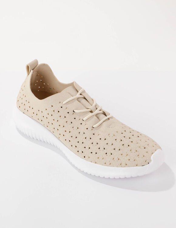 Soepele sneakers met ajour (beige)