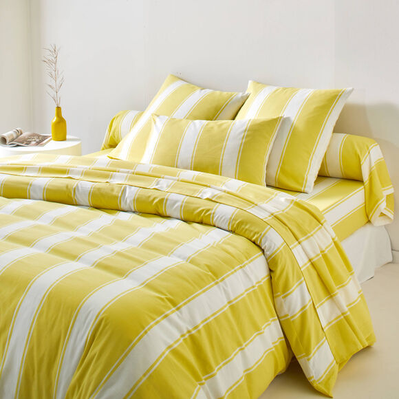 Linge de lit Transat en coton imprim&eacute; (jaune)