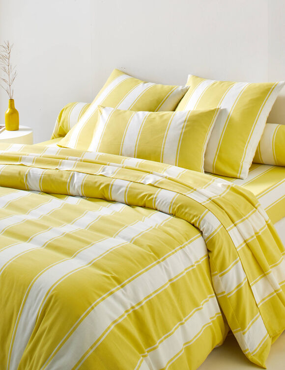 Linge de lit Transat en coton imprim&eacute;  (jaune)