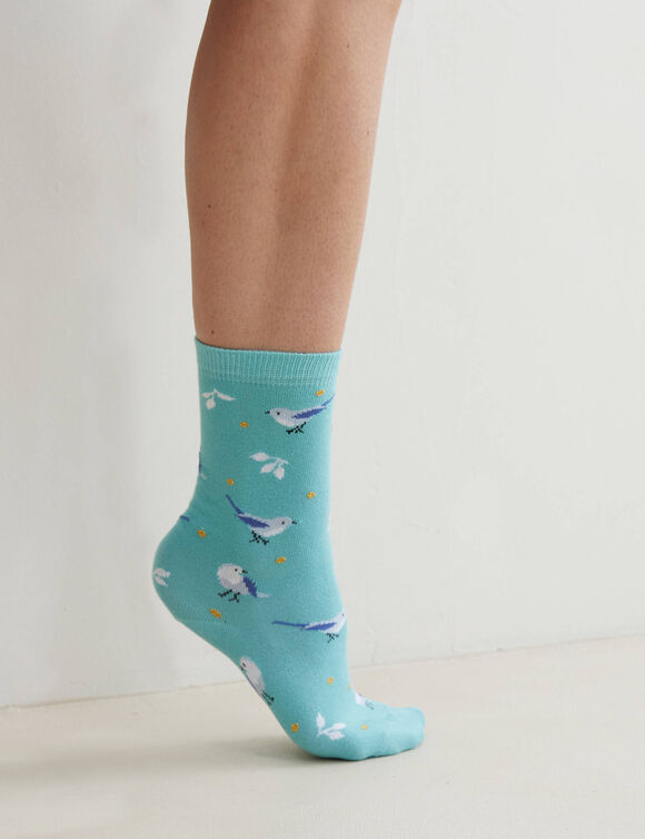 Bedrukte sokken - set van 3 paar (blauw / groen)