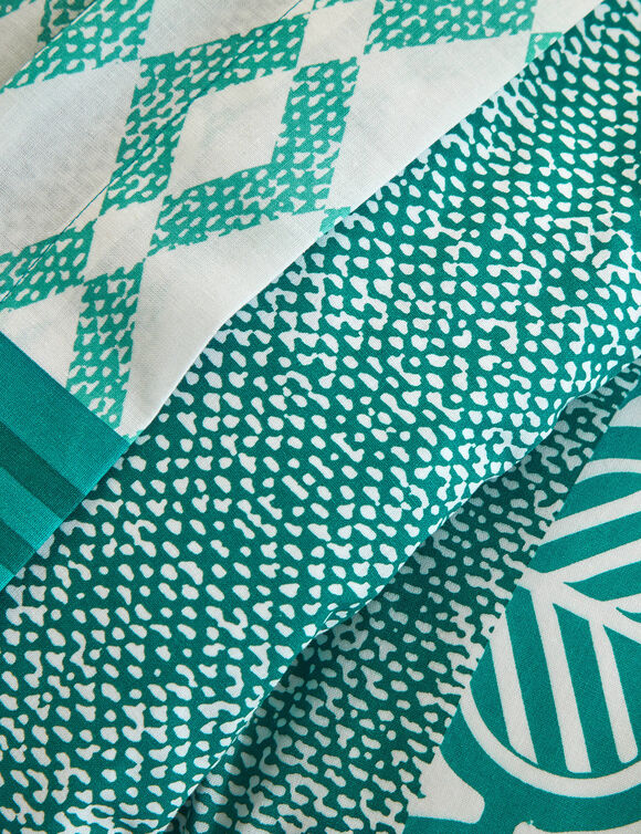Bedlinnen Tommy in katoen met geometrische print (cederhout)
