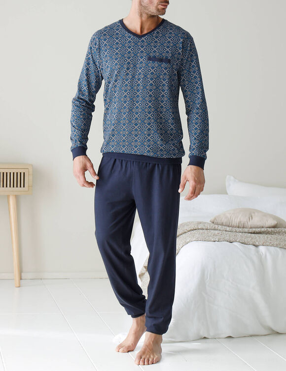  Pyjama pantalon imprim&eacute; (marine / bleu)