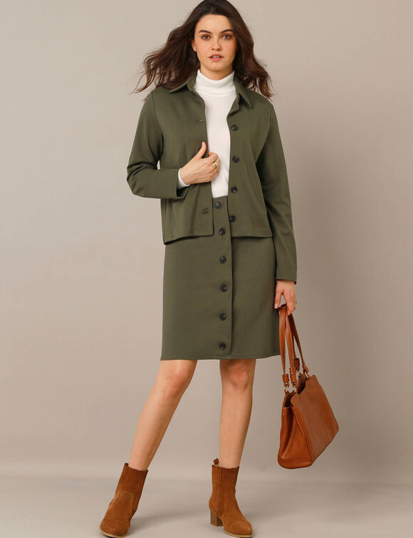 Veste boutonnée, maille milano (kaki)