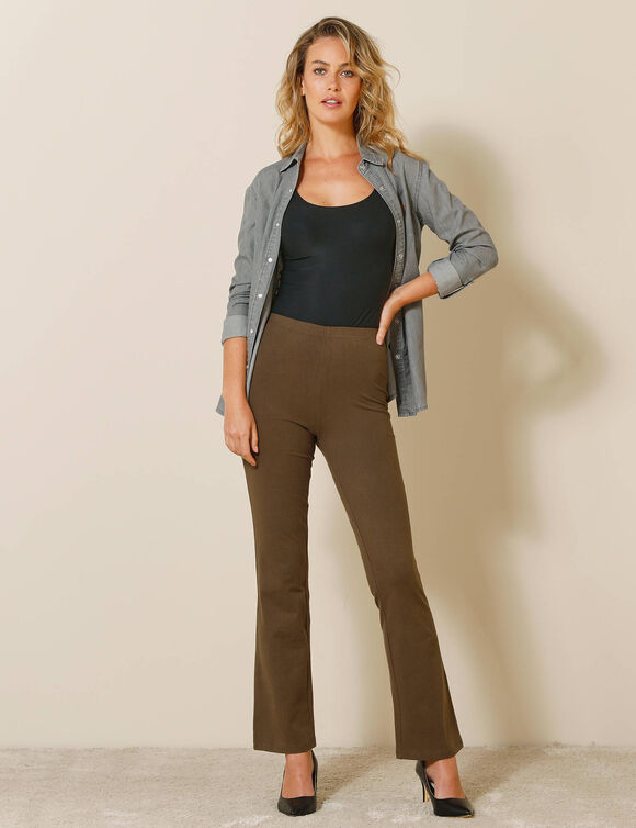 Effen bootcut legging, elastische taille (bronskleur)