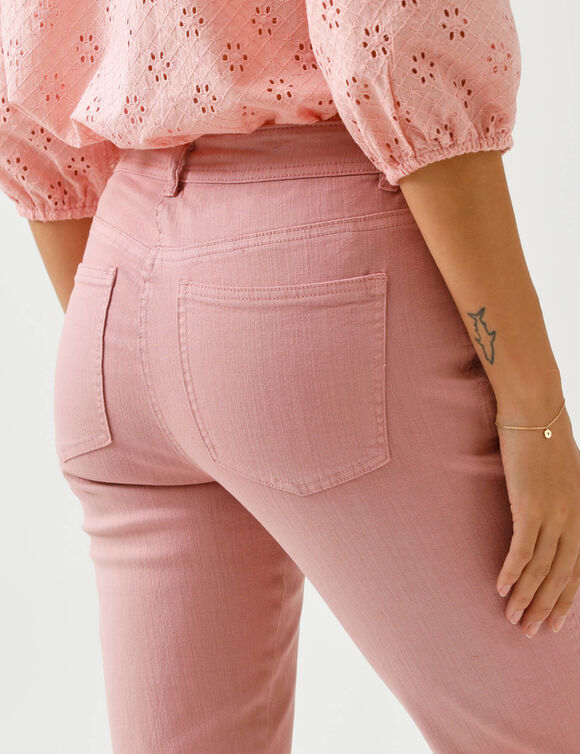 Pantalon slim, taille haute, grande stature (bois de rose)