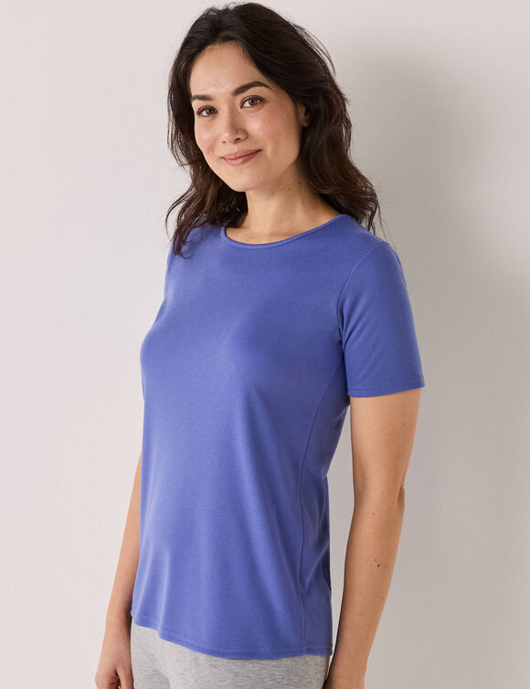 Thermisch T-shirt met ronde hals - korte mouwen (jeansblauw)