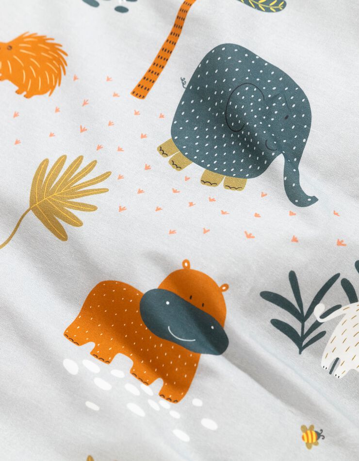 Linge de lit enfant imprimé Zoo - coton  (gris clair)