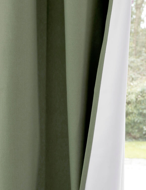 Rideau occultant bachette uni (eucalyptus)