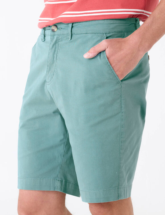 Effen chino bermuda (groenblauw)