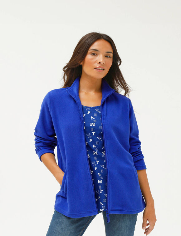 Veste polaire zipp&eacute;e manches longues (bleu dur)