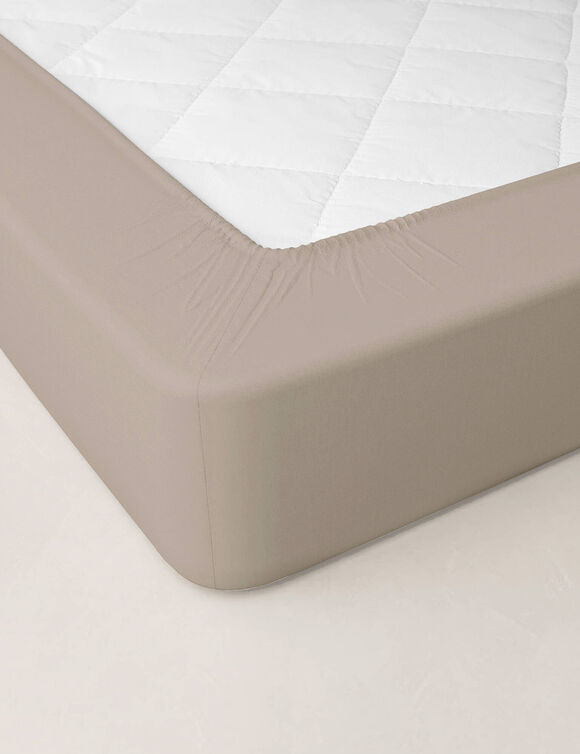 Effen hoeslaken in katoenbatist, hoeken van 40 cm (grijsbeige)