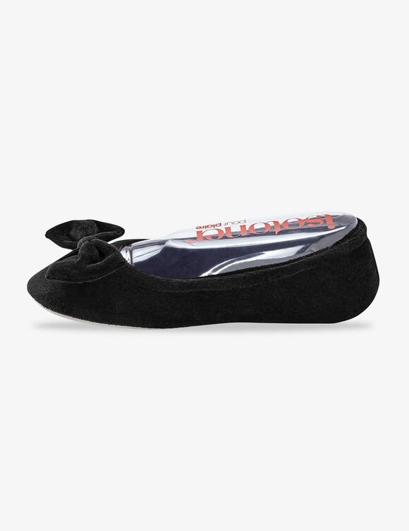 Ballerines velours uni issu de l'agriculture biologique** - large noeud (noir)