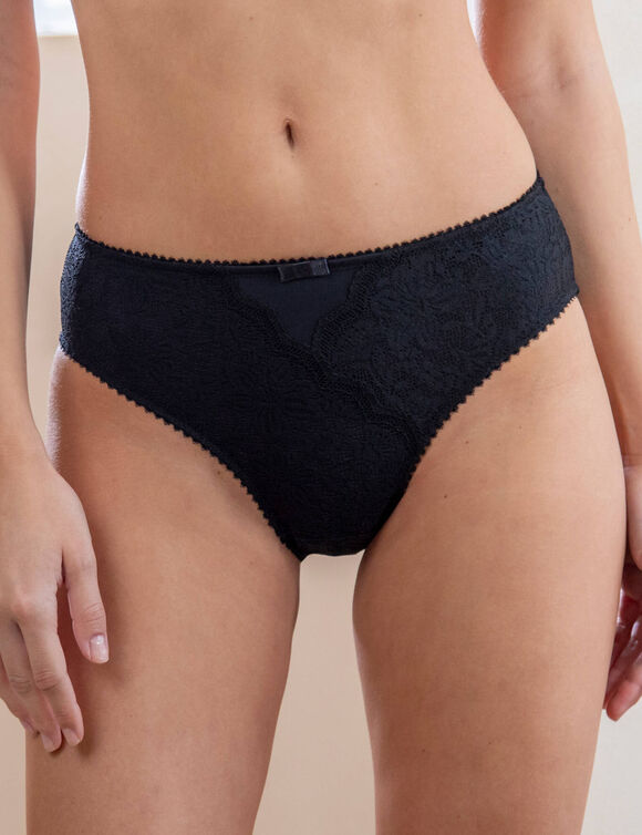 Culotte forme midi taille haute dentelle stretch et tulle Guspini - lot de 2 (noir)