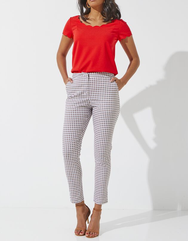 Geruite 7/8-broek met ruitjes (chocolade / wit)