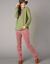 Broek in ribvelours met recht model (grijsroze)