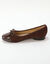 Platten ballerina's van twee materialen (chocolade)
