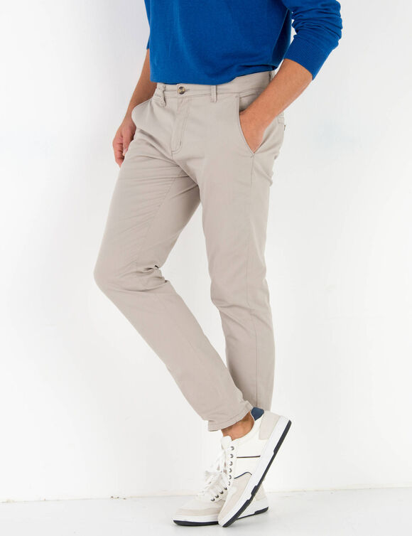 Chino broek in keperstof (beige)