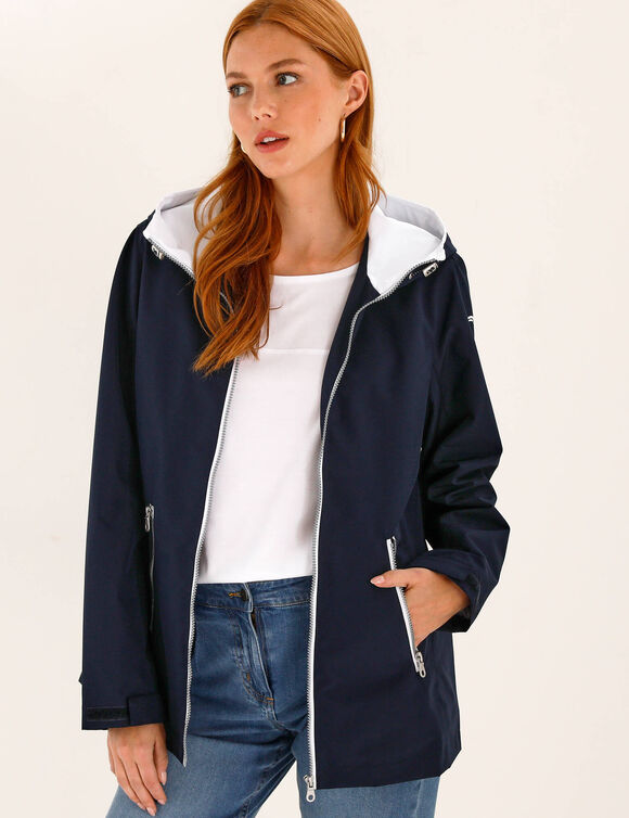 Veste imperm&eacute;able &agrave; capuche (marine)